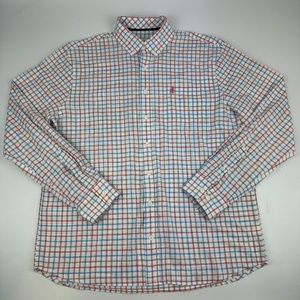Johnnie-O Mens Size L Grayson Hangin' Out Shirt Blue Checks Button Down Cotton
